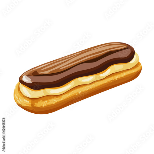 Flat 2D Eclair illustration, vector graphic in icon style, on white background