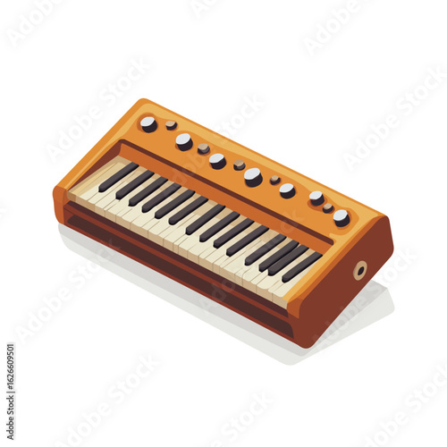 Flat 2D Harmonica Case illustration, vector graphic in icon style, on white background