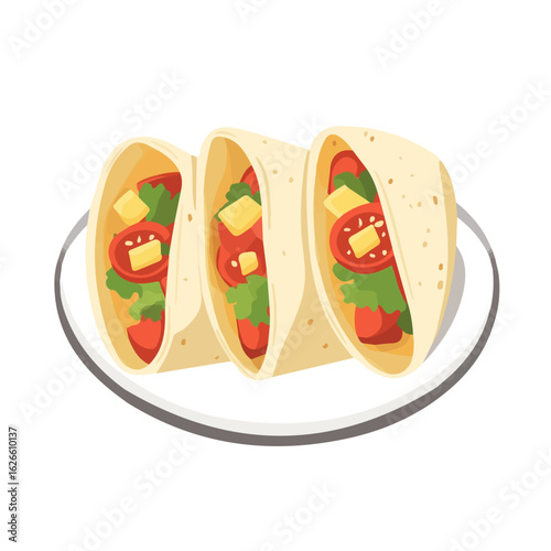 Flat 2D Fajitas illustration, vector graphic in icon style, on white background