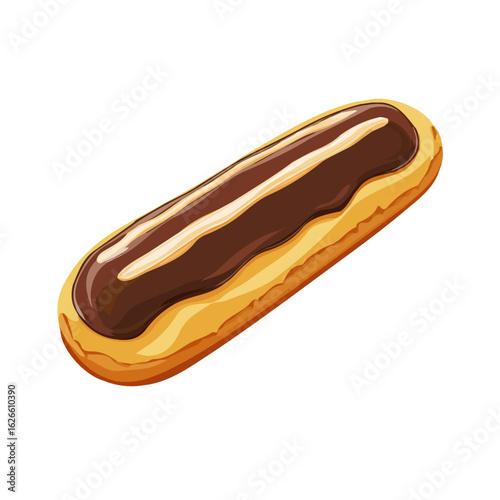 Eclair, flat style 2D vector image, isolated on a white background