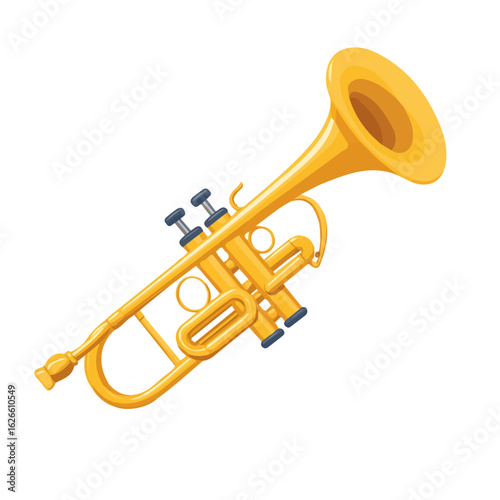 2D flat vector illustration of a Jazz Trumpet in icon style, isolated on white background