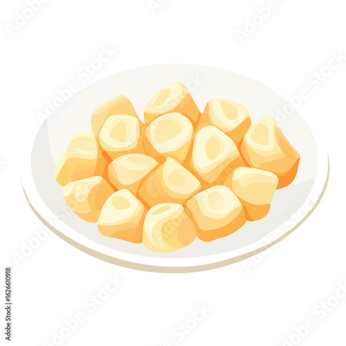 2D flat vector illustration of a Gnocchi in icon style, isolated on white background