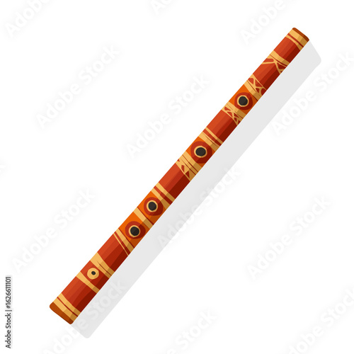 Minimal flat vector of a Didgeridoo, 2D icon-style illustration on white background