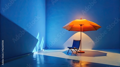 Wallpaper Mural Orange umbrella beach chair bright sunny day image Torontodigital.ca