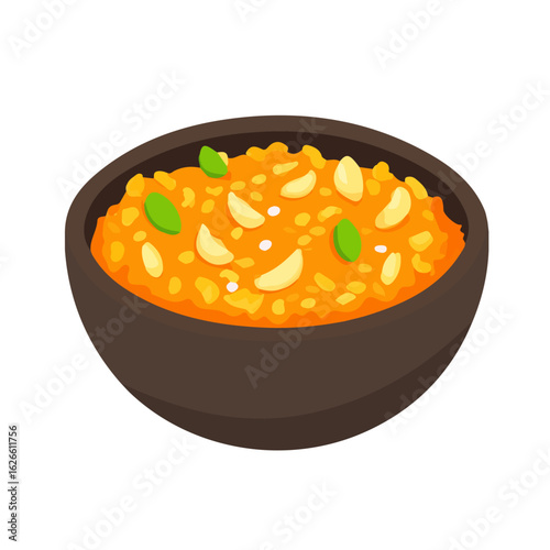 Flat 2D Gajar Ka Halwa illustration, vector graphic in icon style, on white background
