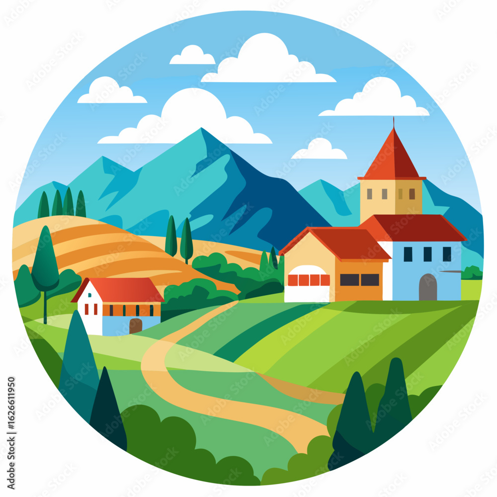 Naklejka premium houses on the hill