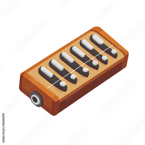 Minimal flat vector of a Harmonica Holder, 2D icon-style illustration on white background