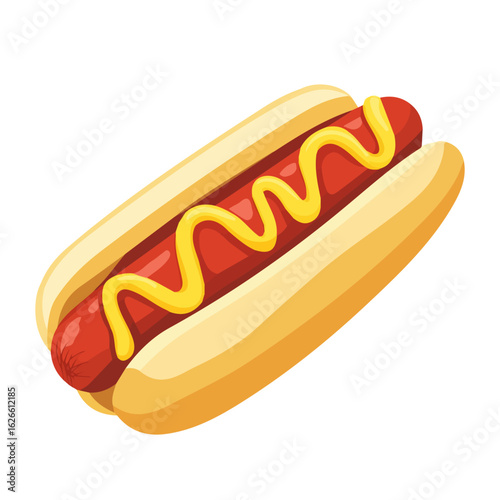 Minimal flat vector of a Hot Dog, 2D icon-style illustration on white background