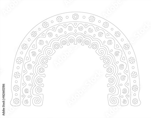 Scandi pattern with ornate floral rainbow arch