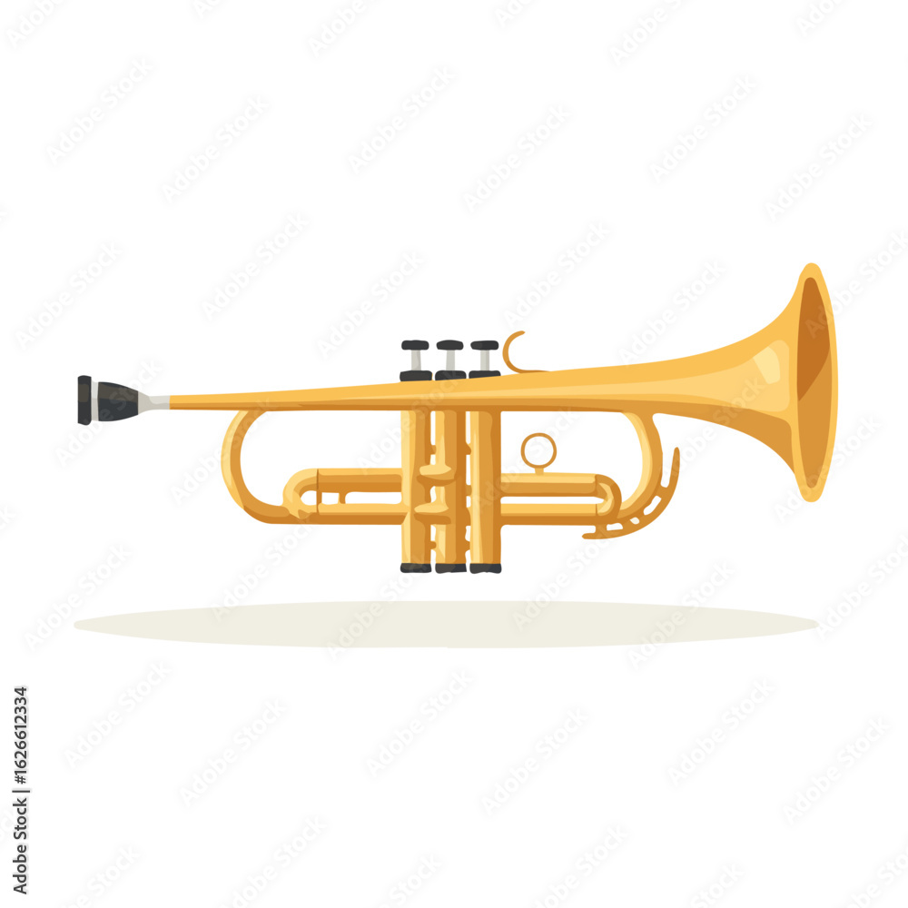 Fototapeta premium Minimal flat vector of a Jazz Trumpet, 2D icon-style illustration on white background