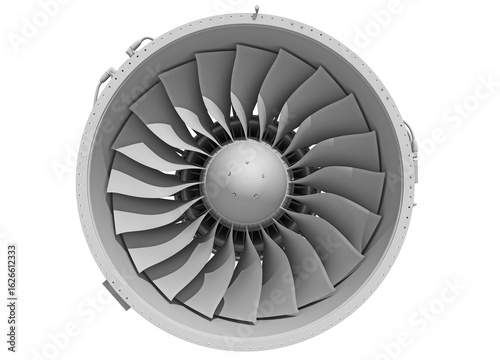 Turbofan Aircraft Engine in Clay Style Render on White Background 3D Rendering