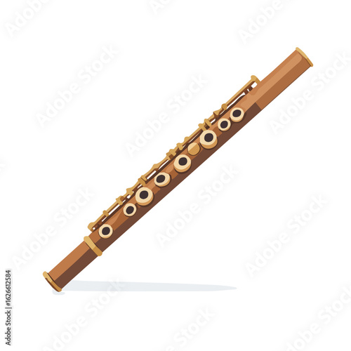 Minimal flat vector of a Flute Body, 2D icon-style illustration on white background
