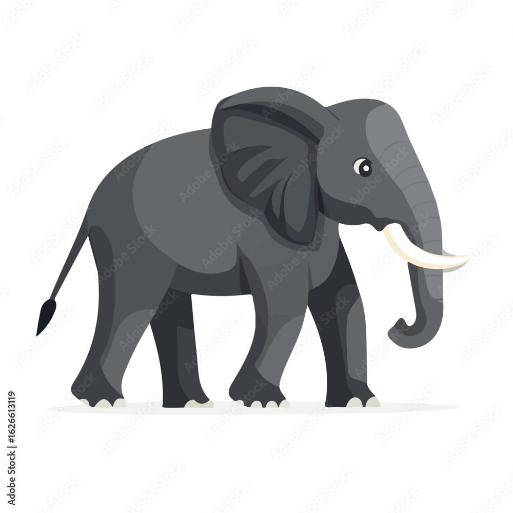 Obraz premium Flat 2D Elephant illustration, vector graphic in icon style, on white background