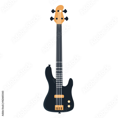 Electric Bass Neck, flat style 2D vector image, isolated on a white background