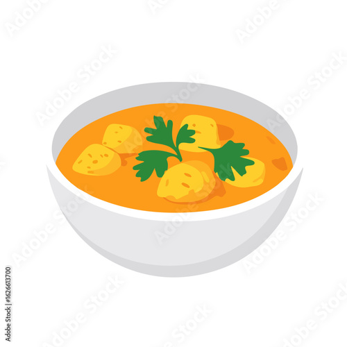 2D flat vector illustration of a Curry in icon style, isolated on white background