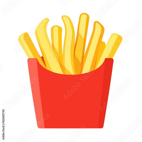 Flat 2D French Fries illustration, vector graphic in icon style, on white background