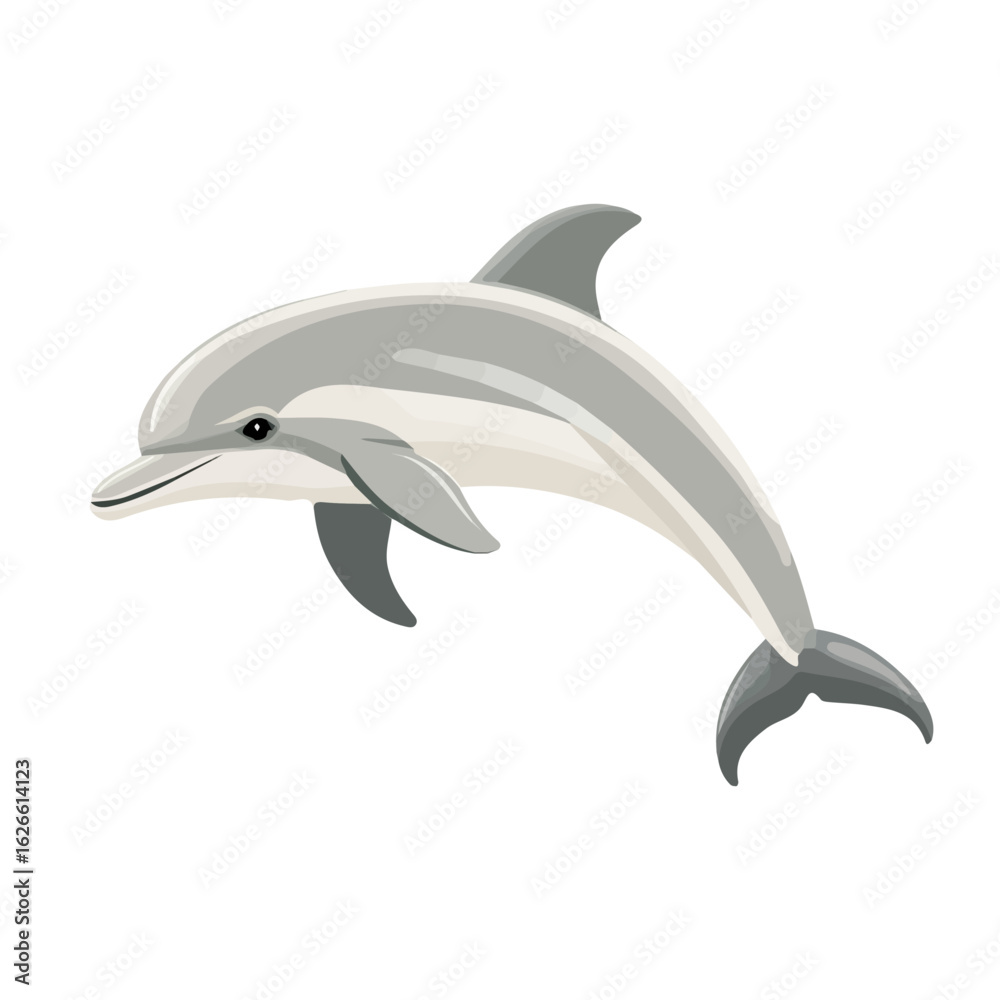 Fototapeta premium 2D flat vector illustration of a Dolphin in icon style, isolated on white background
