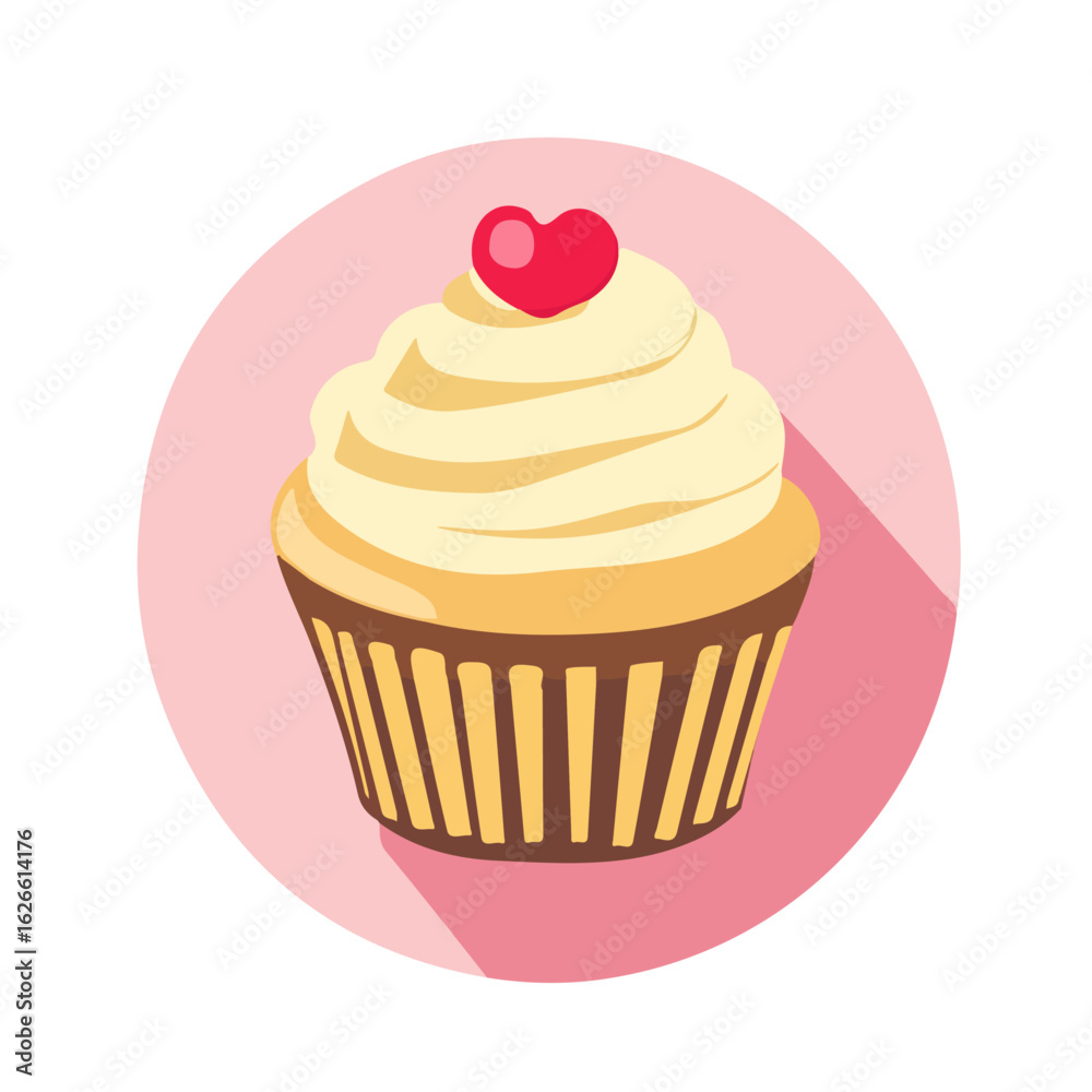 Minimal flat vector of a Cupcake, 2D icon-style illustration on white background Minimal flat vector of a Cupcake, 2D icon-style illustration on white background