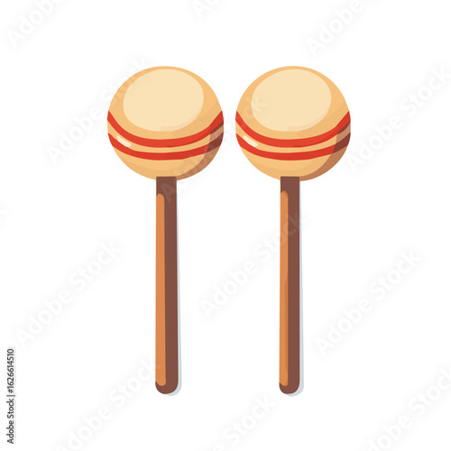 Flat 2D Drum Mallets illustration, vector graphic in icon style, on white background