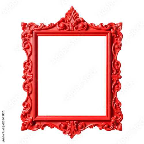 Rectangle baroque red frame isolated on transparent background
