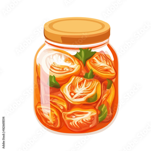 Minimal flat vector of a Kimchi, 2D icon-style illustration on white background