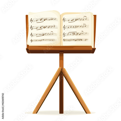 Sheet Music Stand, flat style 2D vector image, isolated on a white background