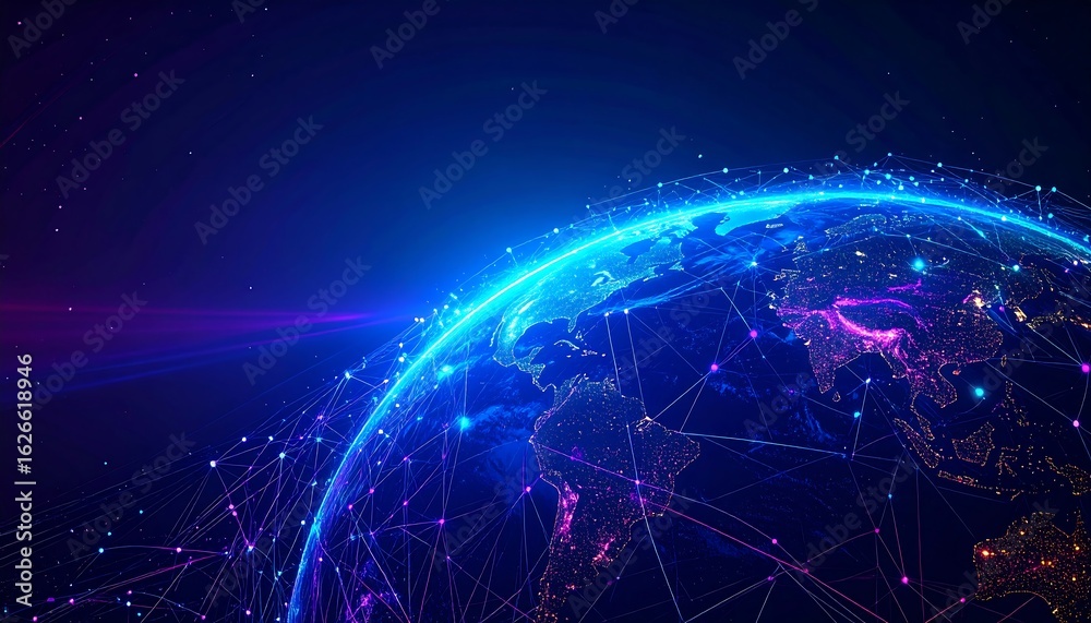 Naklejka premium Global network connecting Earth