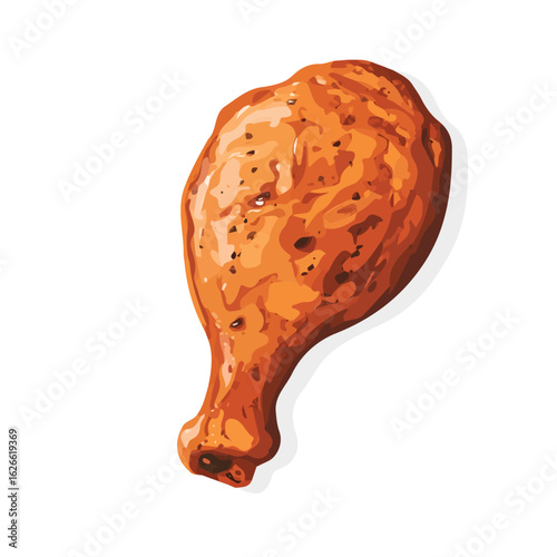 2D flat vector illustration of a Tandoori Chicken in icon style, isolated on white background