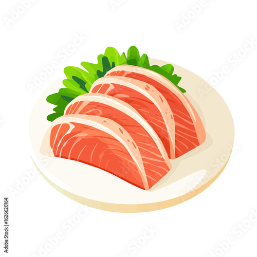 Minimal flat vector of a Sashimi, 2D icon-style illustration on white background