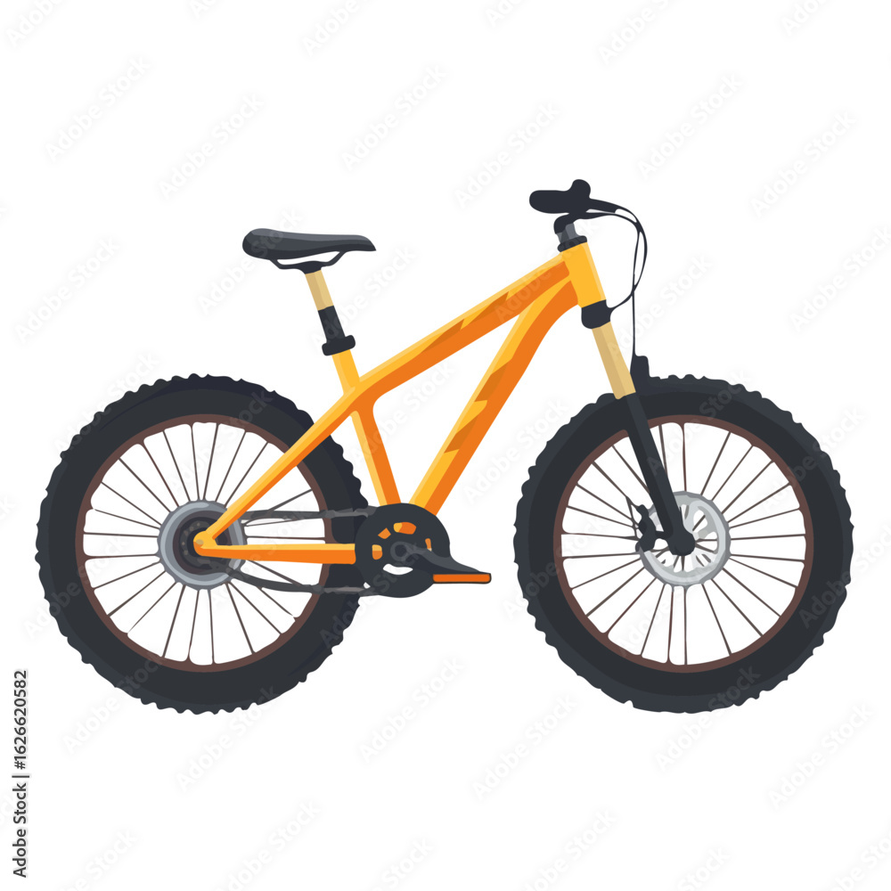 Fototapeta premium 2D flat vector illustration of a Mountain Bike in icon style, isolated on white background