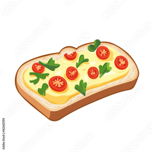Flat 2D Molletes illustration, vector graphic in icon style, on white background