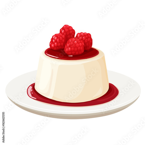 Panna Cotta, flat style 2D vector image, isolated on a white background