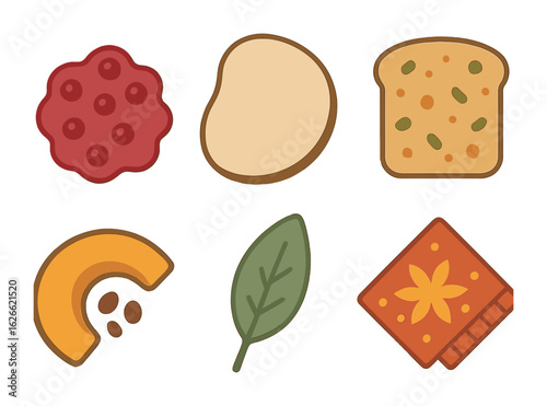 Seasonal Sandwich Icons. Flat vector mini-illustrations Seasonal sandwich flavors in colors children's