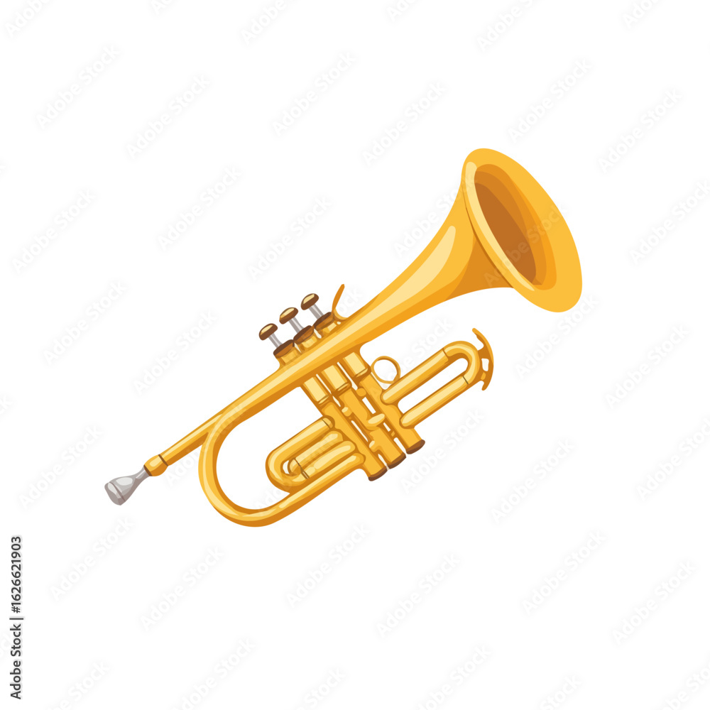 Obraz premium Minimal flat vector of a Trumpet Finger Ring, 2D icon-style illustration on white background