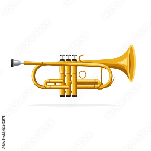Trumpet Mouthpiece, flat style 2D vector image, isolated on a white background