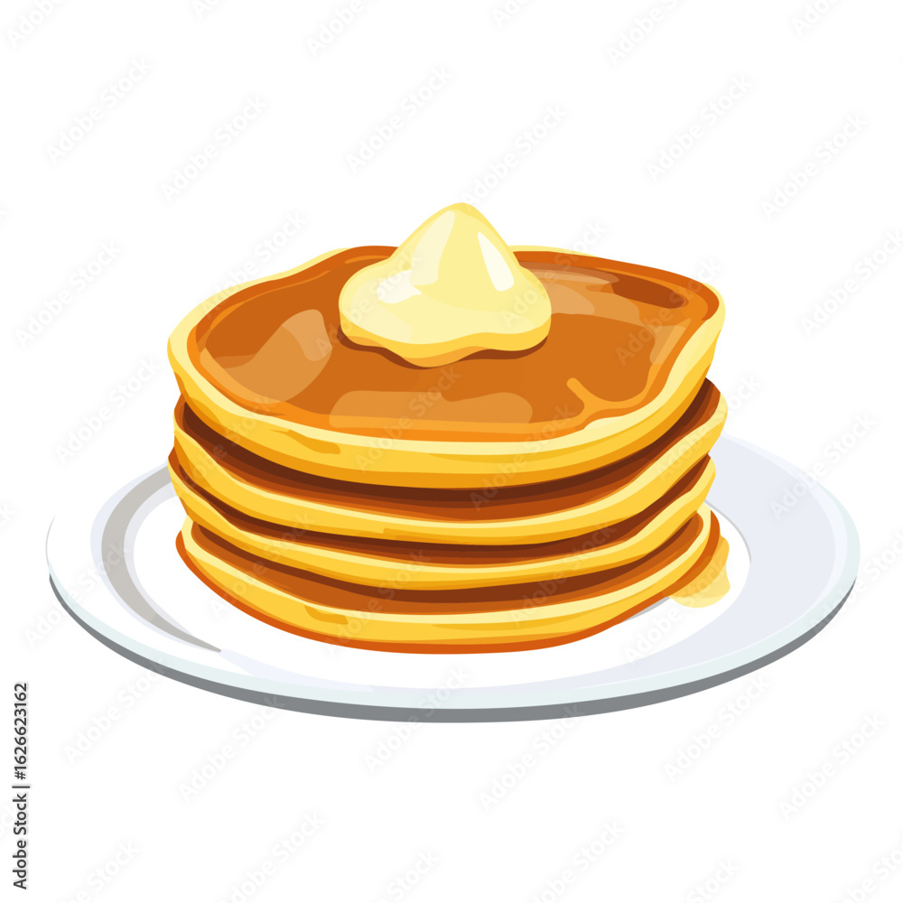 2D flat vector illustration of a Pancakes in icon style, isolated on white background 2D flat vector illustration of a Pancakes in icon style, isolated on white background