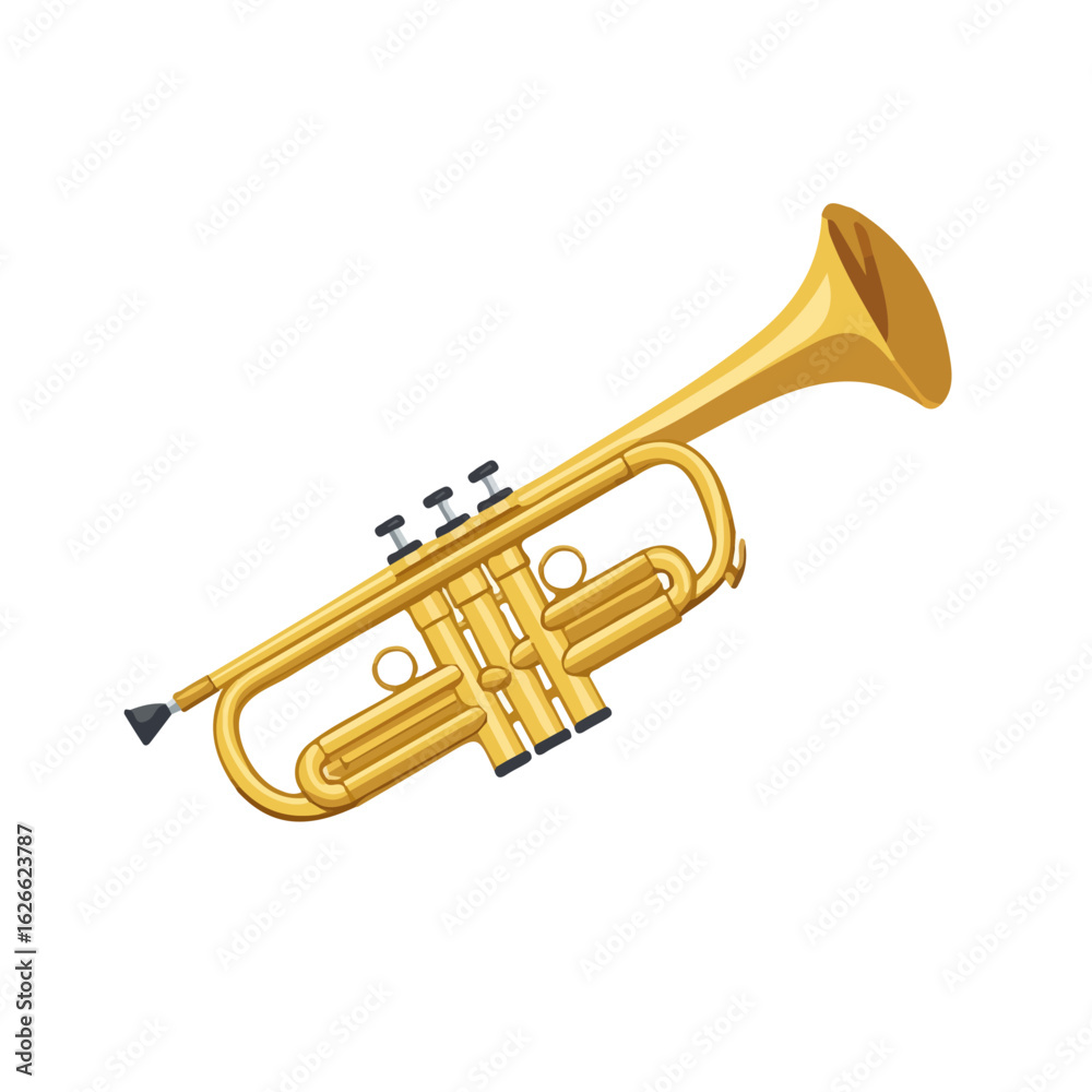 Obraz premium Flat 2D Trumpet illustration, vector graphic in icon style, on white background