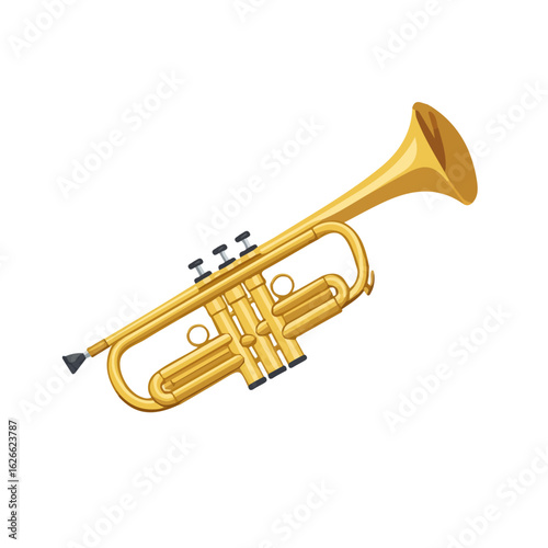 Flat 2D Trumpet illustration, vector graphic in icon style, on white background