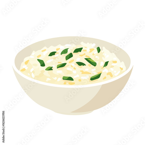 Minimal flat vector of a Risotto, 2D icon-style illustration on white background