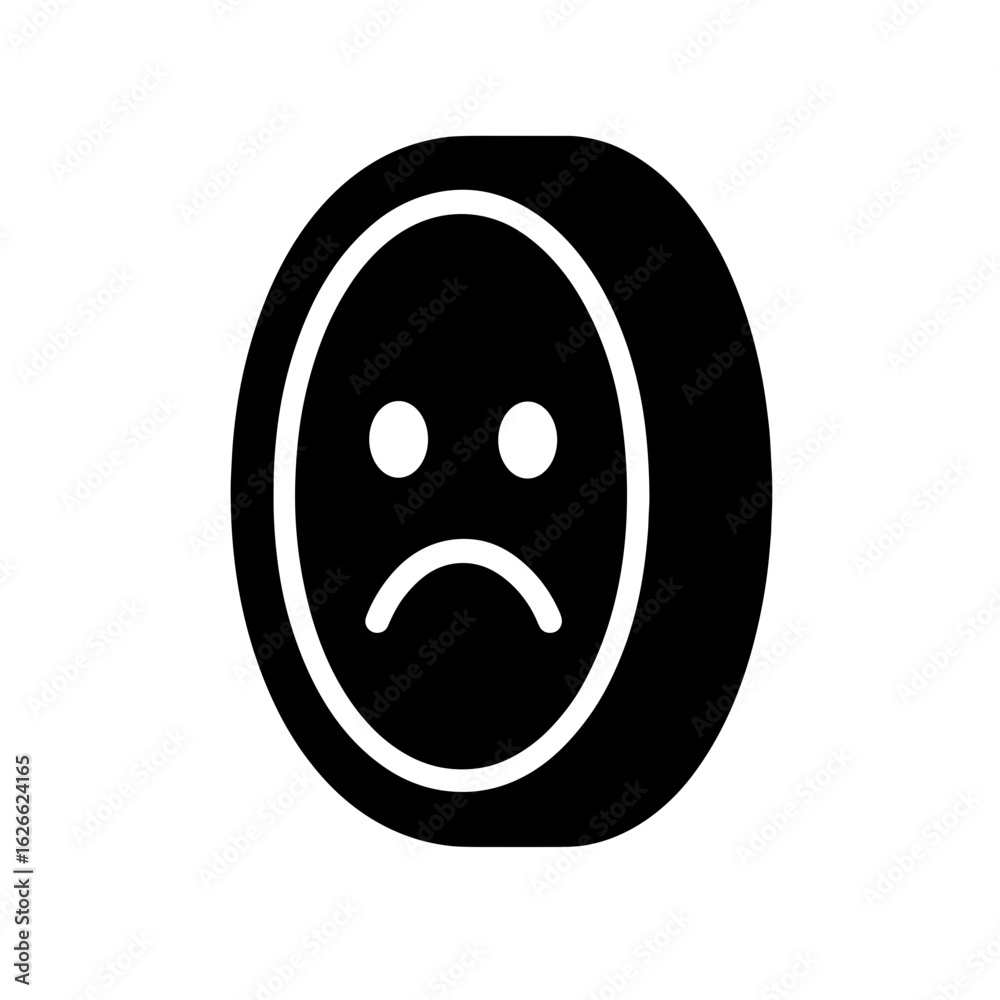 Fototapeta premium Sad coin in solid style symbolizing economic decline and money loss