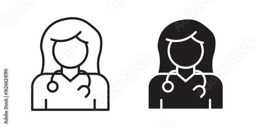 Woman Doctor icon, outline style icon for web site or mobile app, vector graphics