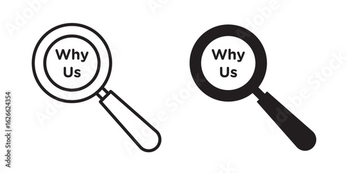 Why us icon, outline style icon for web site or mobile app, vector graphics