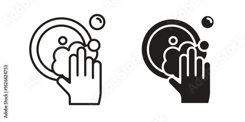 Washing dishes icon, outline style icon for web site or mobile app, vector graphics