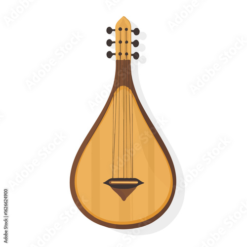 Oud, flat style 2D vector image, isolated on a white background