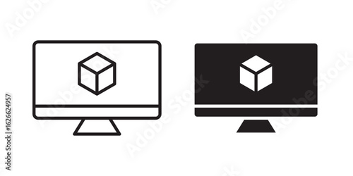 Virtual machine icon, outline style icon for web site or mobile app, vector graphics