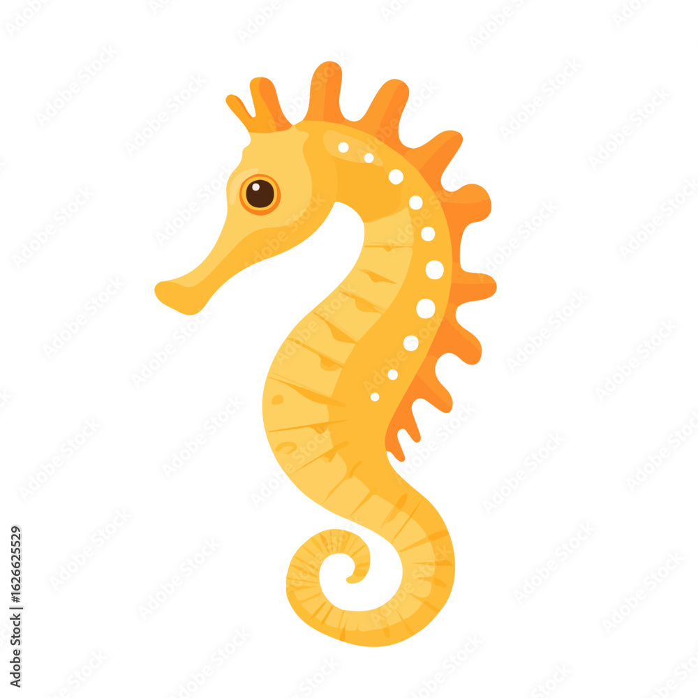 Fototapeta premium Seahorse, flat style 2D vector image, isolated on a white background
