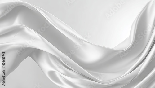 Smooth, flowing white fabric drapes elegantly against a light gray backdrop