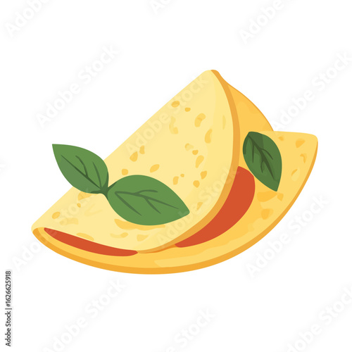 Omelette, flat style 2D vector image, isolated on a white background