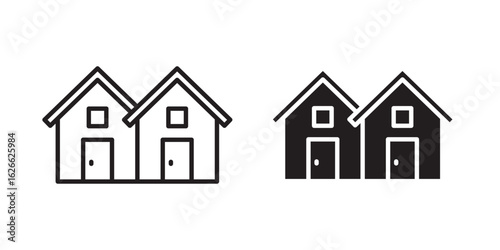 Terraced Houses icon, outline style icon for web site or mobile app, vector graphics