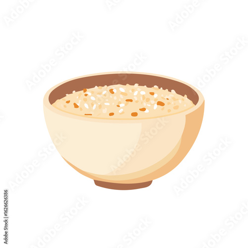 2D flat vector illustration of a Oatmeal in icon style, isolated on white background